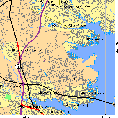 Zip code 08753 close-up map