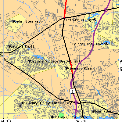 Zip code 08755 close-up map