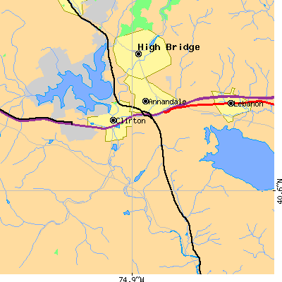 Zip code 08801 close-up map