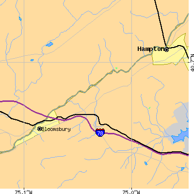 Zip code 08802 close-up map