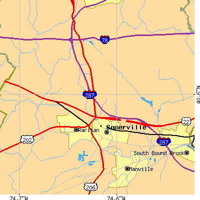 Zip code 08807 close-up map