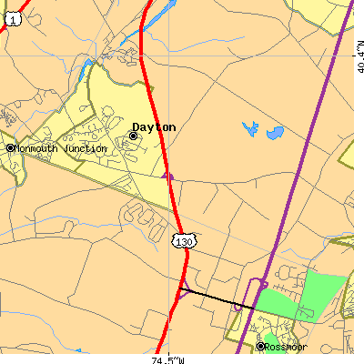 Zip code 08810 close-up map