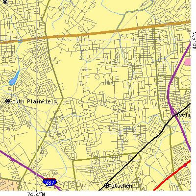 Zip code 08820 close-up map