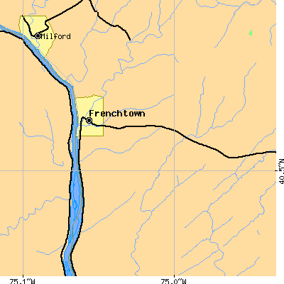 Zip code 08825 close-up map