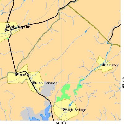 Zip code 08826 close-up map