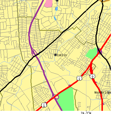 Zip code 08830 close-up map