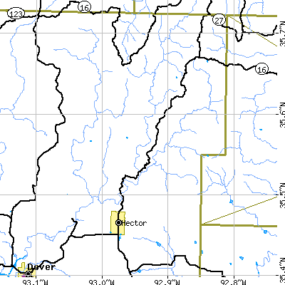 Zip code 72843 close-up map