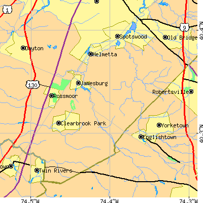 Zip code 08831 close-up map