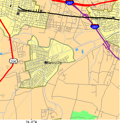 Zip code 08835 close-up map