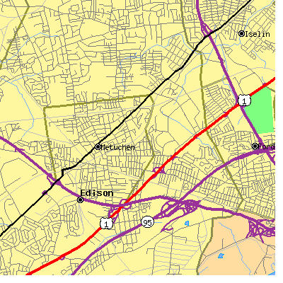 Zip code 08840 close-up map