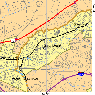 Zip code 08846 close-up map