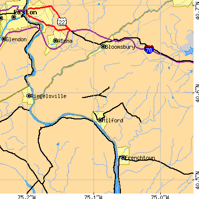 Zip code 08848 close-up map