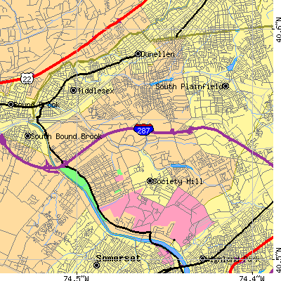 Zip code 08854 close-up map