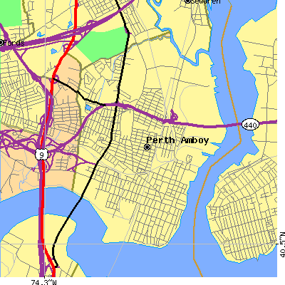 Zip code 08861 close-up map