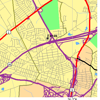 Zip code 08863 close-up map