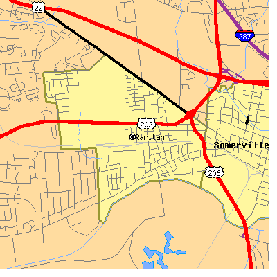 Zip code 08869 close-up map