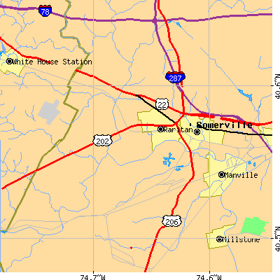 Zip code 08876 close-up map