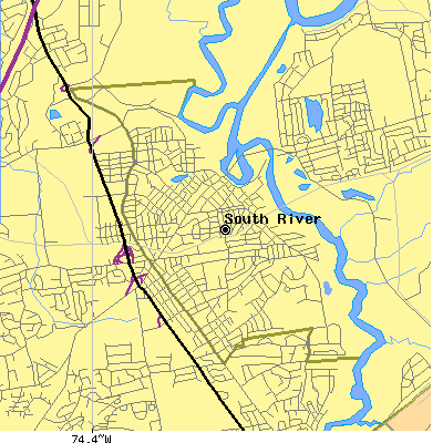 Zip code 08882 close-up map