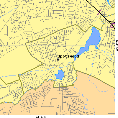 Zip code 08884 close-up map