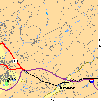 Zip code 08886 close-up map