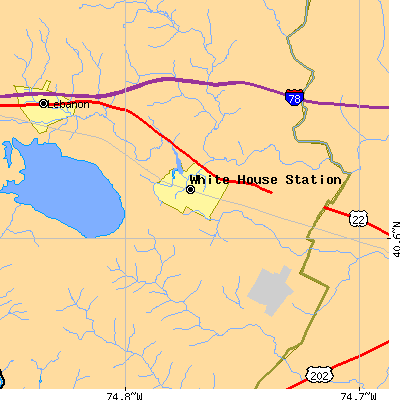 Zip code 08889 close-up map