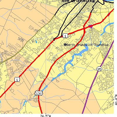 Zip code 08902 close-up map