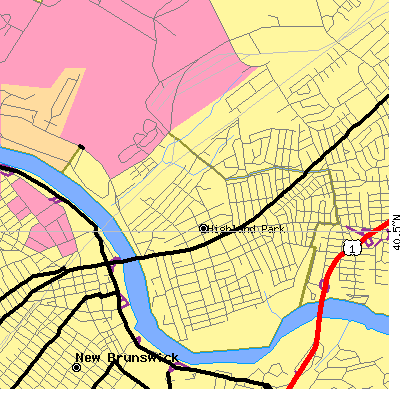 Zip code 08904 close-up map