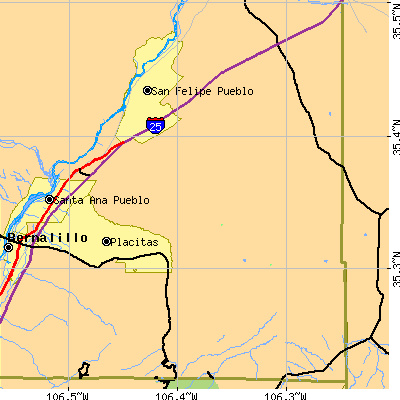Zip code 87001 close-up map