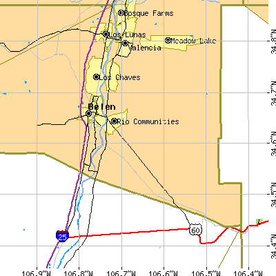 Zip code 87002 close-up map