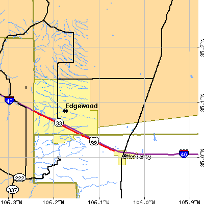 Zip code 87015 close-up map