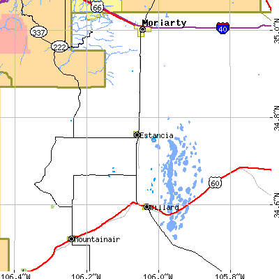 Zip code 87016 close-up map