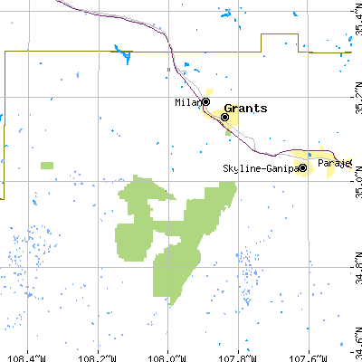 Zip code 87020 close-up map