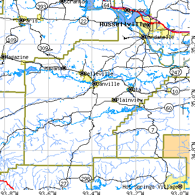 Zip code 72853 close-up map