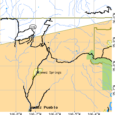 Zip code 87025 close-up map