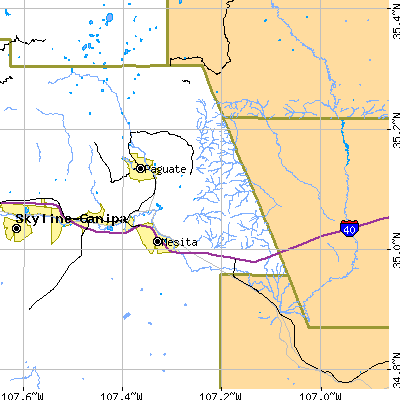 Zip code 87026 close-up map