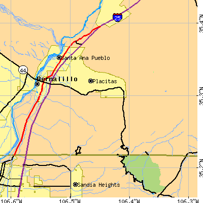 Zip code 87043 close-up map