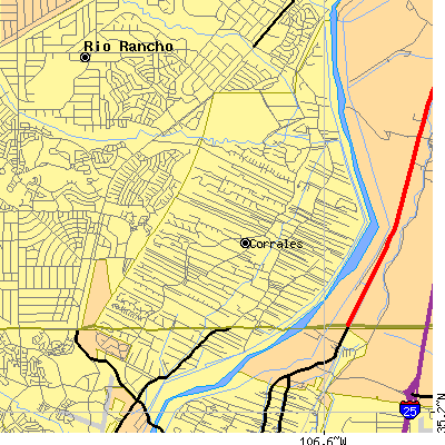 Zip code 87048 close-up map