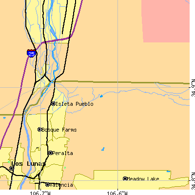 Zip code 87068 close-up map