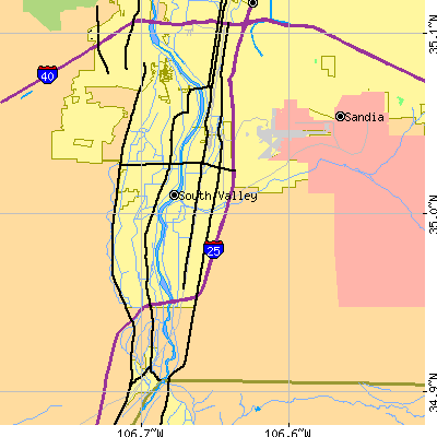 Zip code 87105 close-up map