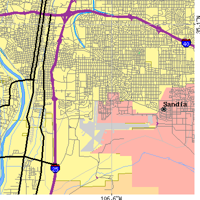 Zip code 87106 close-up map