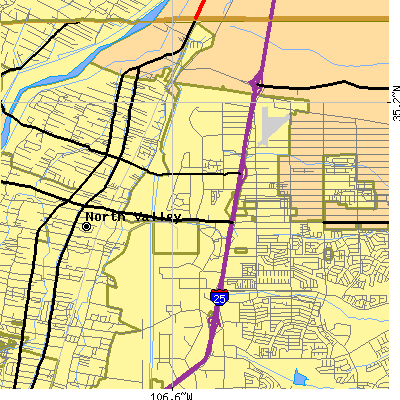 Zip code 87113 close-up map