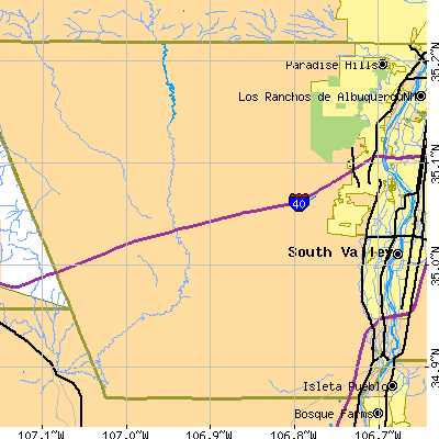 Zip code 87121 close-up map