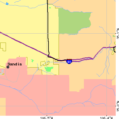 Zip code 87123 close-up map