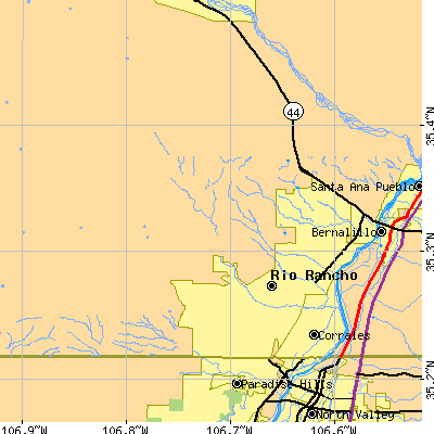 Zip code 87124 close-up map