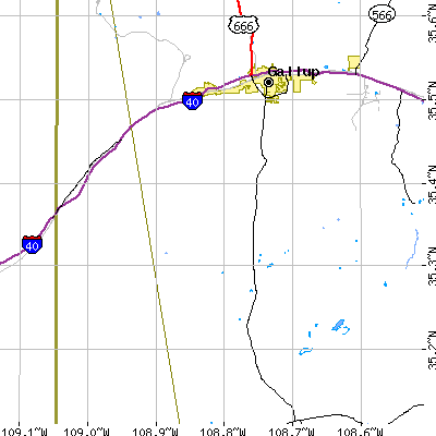 Zip code 87305 close-up map
