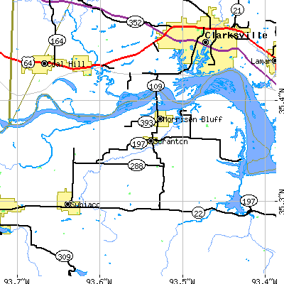 Zip code 72863 close-up map
