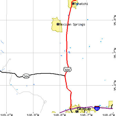 Zip code 87375 close-up map