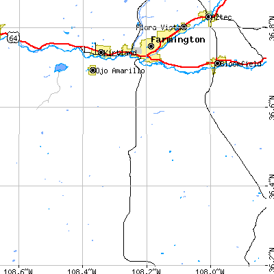 Zip code 87401 close-up map