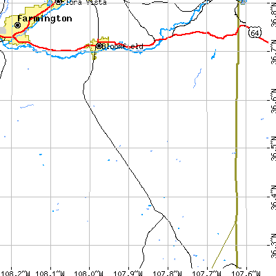 Zip code 87413 close-up map