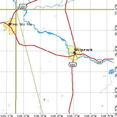Zip code 87420 close-up map